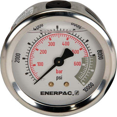 Enerpac - Hydraulic Pressure Gages & Adapters Type: Glycerine Filled Pressure Rating: 10000 - Apex Tool & Supply