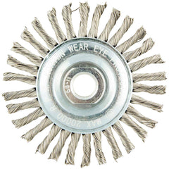 Norton - 4" OD, 5/8-11 Arbor Hole, Standard Twist Knot Stainless Steel Wheel Brush - Apex Tool & Supply
