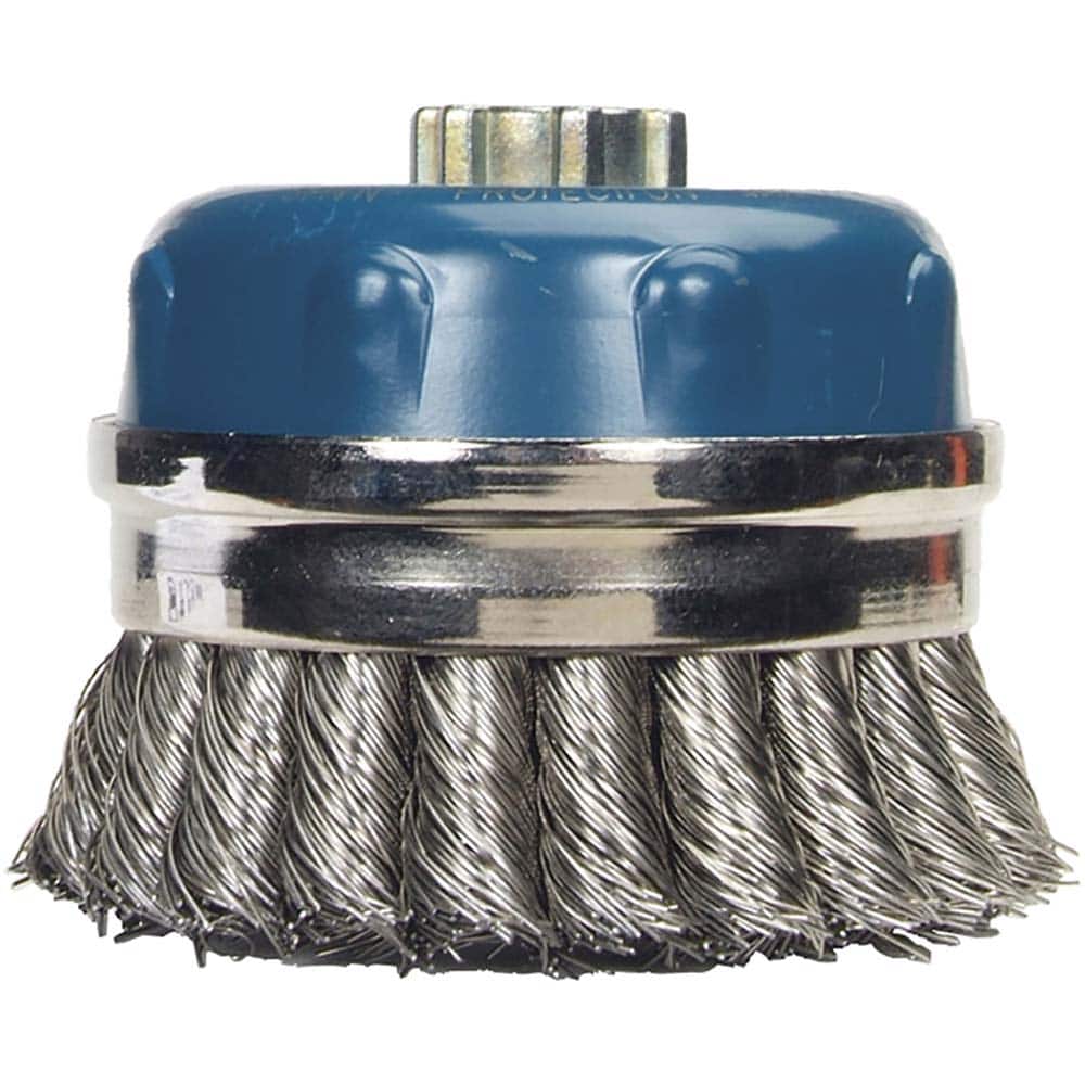 Norton - 4" Diam 5/8-11 Threaded Arbor Stainless Steel Fill Cup Brush - Apex Tool & Supply