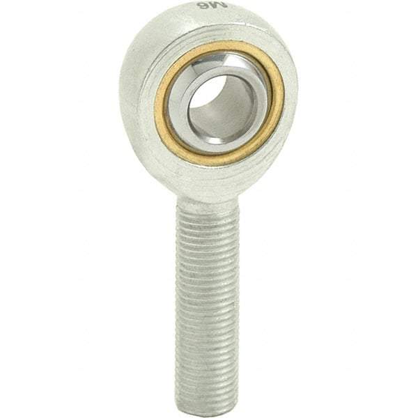 Tritan - 3/16" ID, 1-9/16" Max OD, 1,174 Lb Max Static Cap, Male Spherical Rod End - 10-32 RH, 5/16" Shank Diam, 3/4" Shank Length, Zinc Plated Carbon Steel with Sintered Oil Impregnated Bronze Raceway - Apex Tool & Supply