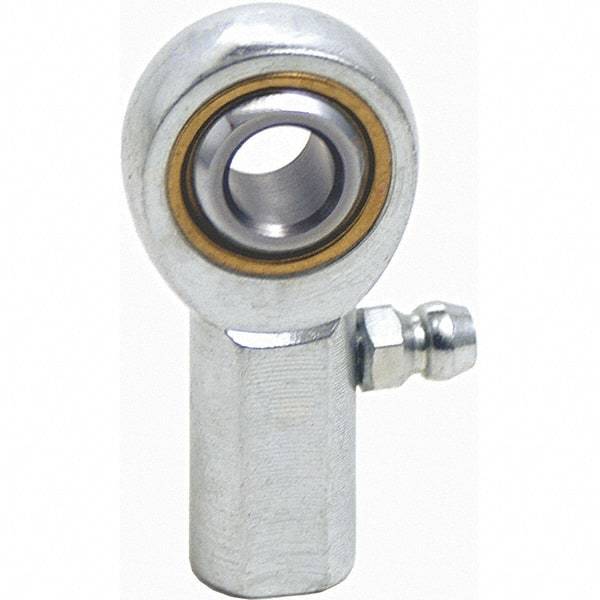 Tritan - 3/8" ID, 2-7/16" Max OD, 3,950 Lb Max Static Cap, Female Spherical Rod End - 3/8-24 UNF RH, 1/2" Shank Diam, 13/16" Shank Length, Zinc Plated Carbon Steel with Sintered Oil Impregnated Bronze Raceway - Apex Tool & Supply