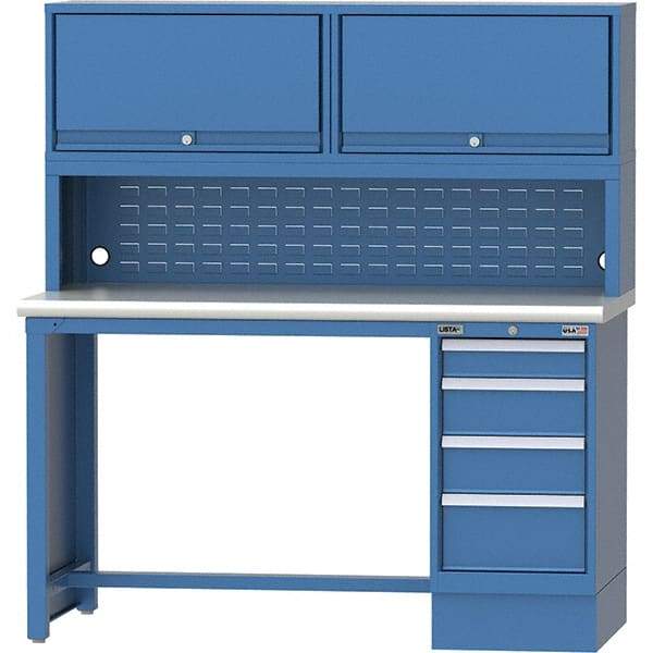 LISTA - 72 Wide x 30" Deep x 51-1/4" High, Plastic Laminate Workstation - Fixed Legs, Classic Blue - Apex Tool & Supply