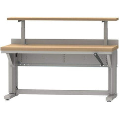 LISTA - 60 Wide x 30" Deep x 58" High, Butcher Block Manual Height Adjustable Workstation - Adjustable Height Legs, Classic Blue - Apex Tool & Supply