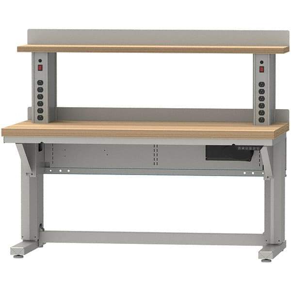LISTA - 60 Wide x 30" Deep x 58" High, Butcher Block Electric Height Adjustable Workstation - Adjustable Height Legs, Classic Blue - Apex Tool & Supply