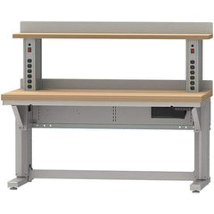 LISTA - 60 Wide x 30" Deep x 58" High, Butcher Block Electric Height Adjustable Workstation - Adjustable Height Legs, Classic Blue - Apex Tool & Supply