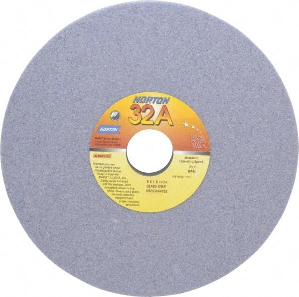 Norton - 8" Diam x 1-1/4" Hole x 1" Thick, I Hardness, 60 Grit Surface Grinding Wheel - Aluminum Oxide, Type 5, Medium Grade, 3,600 Max RPM, Vitrified Bond, One-Side Recess - Apex Tool & Supply