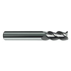 1/4" Dia. - 2-1/2" OAL - 45° Helix Bright Carbide End Mill - 3 FL - Apex Tool & Supply