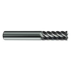 5/16" Dia. - 2-1/2" OAL - 45° Helix Bright Carbide End Mill - 6 FL - Apex Tool & Supply