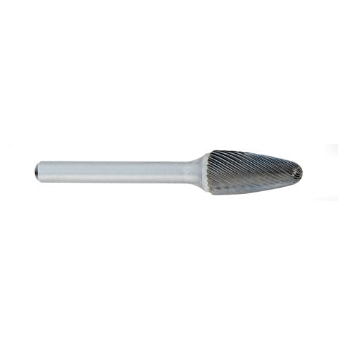 ‎SF-3 -9mm × 19mm LOC × 6mm Shank × 50mm OAL Round Nose Tree Carbide Medium Right Hand Spiral Burr - Apex Tool & Supply