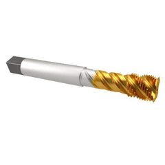 Emuge - 9/16-18 UNF 5 Flute 2B Bottoming Spiral Flute Tap - Cobalt, TiN Finish, 3.937" OAL, Right Hand Flute, Right Hand Thread, Series Enorm Z - Apex Tool & Supply