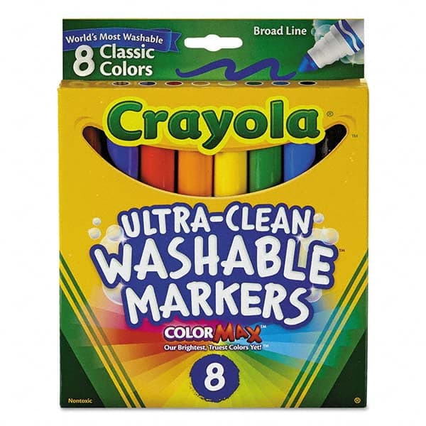 Crayola - Markers & Paintsticks Type: Washable Marker Color: Black; Blue; Brown; Green; Orange; Red; Violet; Yellow - Apex Tool & Supply
