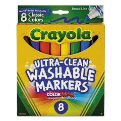 Crayola - Markers & Paintsticks Type: Washable Marker Color: Black; Blue; Brown; Green; Orange; Red; Violet; Yellow - Apex Tool & Supply
