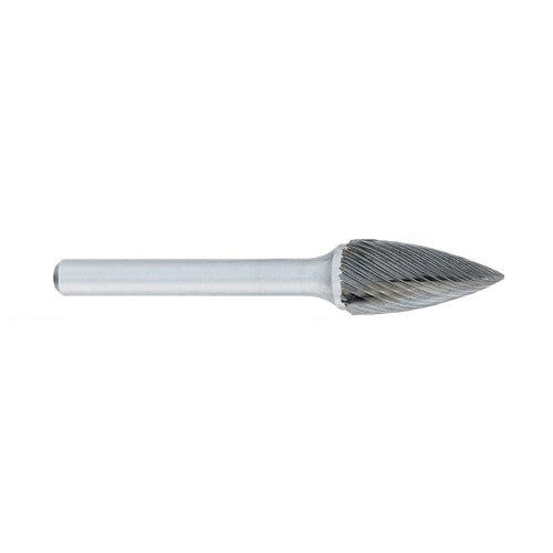 ‎SM-1 -6mm × 12mm LOC × 6mm Shank × 50mm OAL Pointed Cone Carbide Medium Right Hand Spiral Burr - Apex Tool & Supply