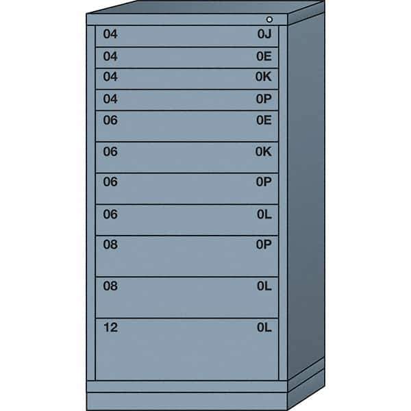 Lyon - 11 Drawer, Standard Eye-Level - Single Drawer Access Cabinet - Steel, 30" Wide x 28-1/4" Deep x 59-1/4" High, Dove Gray - Apex Tool & Supply