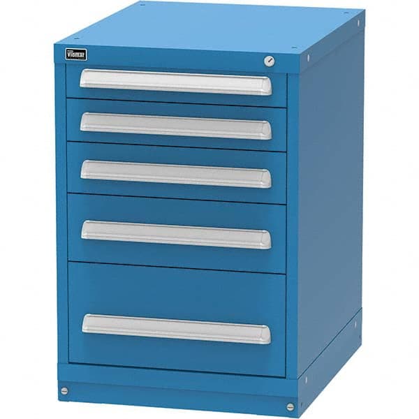 Vidmar - 5 Drawer, 45 Compartment Bright Blue Steel Modular Storage Cabinet - Apex Tool & Supply