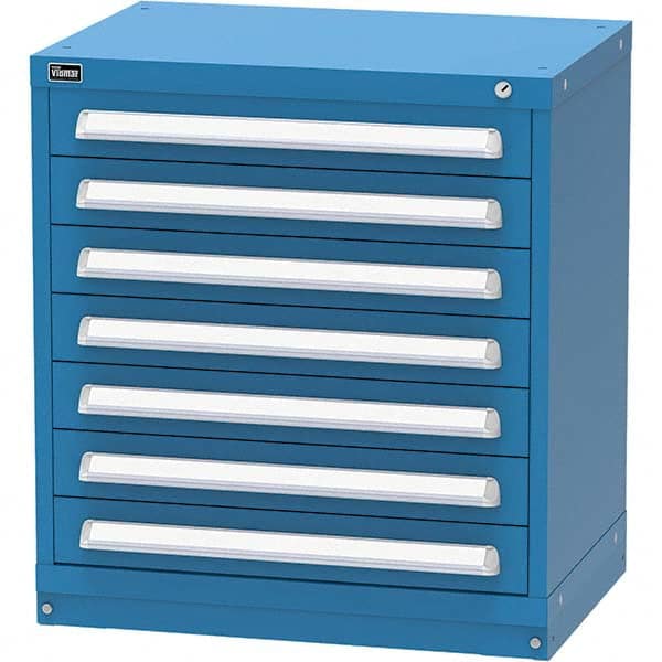 Vidmar - 7 Drawer, 45 Compartment Bright Blue Steel Modular Storage Cabinet - Apex Tool & Supply
