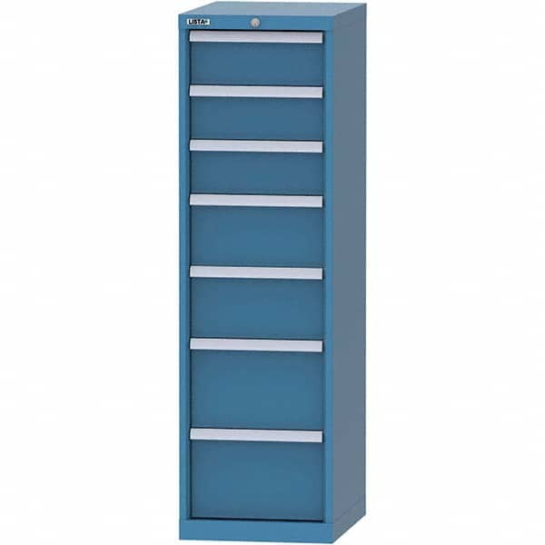 LISTA - 7 Drawer, 216 Compartment Bright Blue Steel Modular Storage Cabinet - Apex Tool & Supply