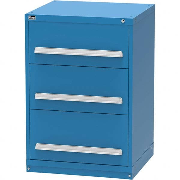 Vidmar - 3 Drawer, 124 Compartment Bright Blue Steel Modular Storage Cabinet - Apex Tool & Supply