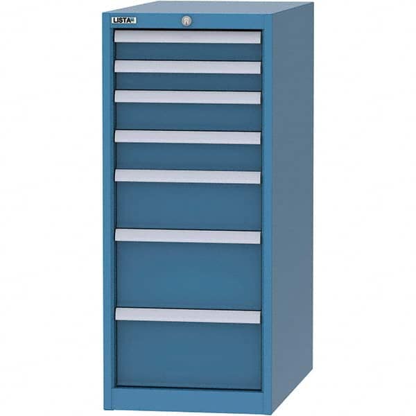 LISTA - 7 Drawer, 45 Compartment Bright Blue Steel Modular Storage Cabinet - Apex Tool & Supply