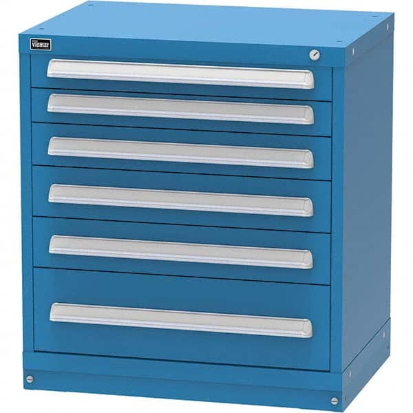 Vidmar - 6 Drawer, 45 Compartment Bright Blue Steel Modular Storage Cabinet - Apex Tool & Supply