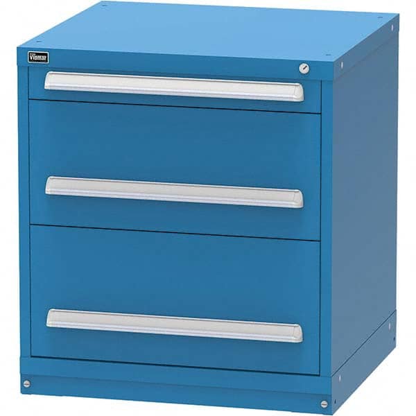 Vidmar - 3 Drawer Bright Blue Steel Modular Storage Cabinet - Apex Tool & Supply