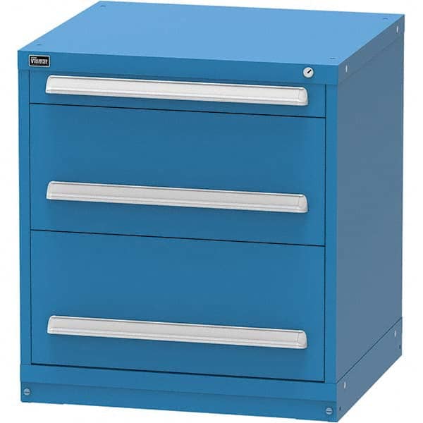Vidmar - 3 Drawer, 344 Compartment Bright Blue Steel Modular Storage Cabinet - Apex Tool & Supply