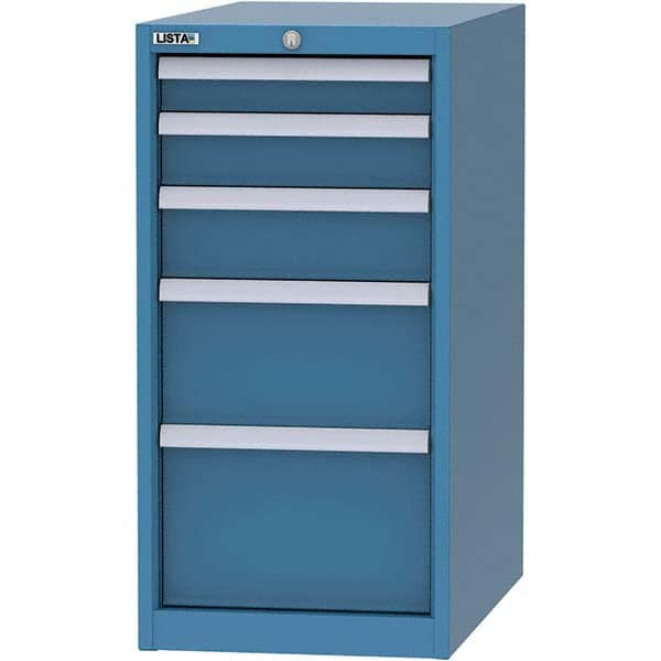 LISTA - 5 Drawer, 45 Compartment Bright Blue Steel Modular Storage Cabinet - Apex Tool & Supply