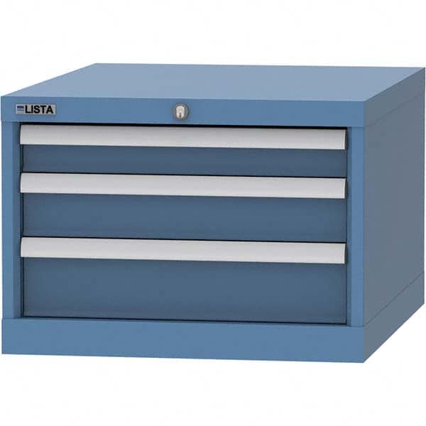 LISTA - 3 Drawer, 99 Compartment Bright Blue Steel Modular Storage Cabinet - Apex Tool & Supply