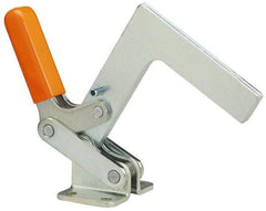 Lapeer - 600 Lb Holding Capacity, Horizontal Handle, Manual Hold Down Toggle Clamp - 175° Handle Movement, 135° Bar Opening, L-Shaped Solid Bar, Flanged Base, Carbon Steel - Apex Tool & Supply