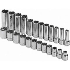 SK - 3/8" Drive Standard Deep Socket Set - 8 to 19mm, Metric Measurement Standard - Apex Tool & Supply