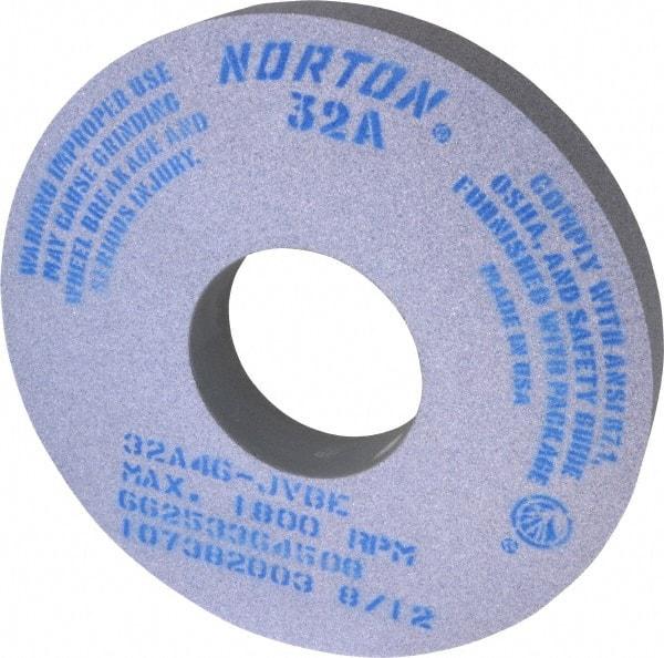 Norton - 14" Diam x 5" Hole x 2" Thick, J Hardness, 46 Grit Surface Grinding Wheel - Aluminum Oxide, Type 1, Coarse Grade, 1,800 Max RPM, Vitrified Bond, No Recess - Apex Tool & Supply