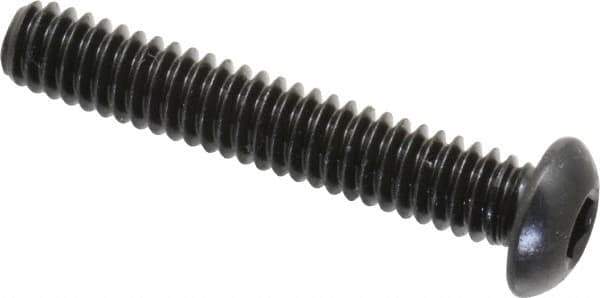 Made in USA - 1/4-20 UNC Hex Socket Drive, Button Screw - Alloy Steel, Black Oxide Finish, Fully Threaded, 1-1/2" Length Under Head - Apex Tool & Supply