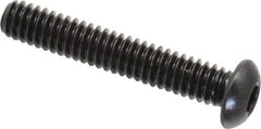 Made in USA - 1/4-20 UNC Hex Socket Drive, Button Screw - Alloy Steel, Black Oxide Finish, Fully Threaded, 1-1/2" Length Under Head - Apex Tool & Supply