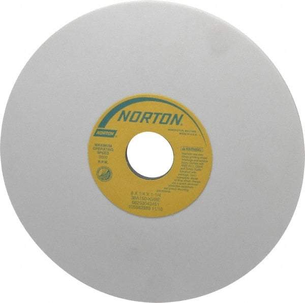 Norton - 8" Diam x 1-1/4" Hole x 1/4" Thick, K Hardness, 150 Grit Surface Grinding Wheel - Aluminum Oxide, Type 1, Very Fine Grade, 3,600 Max RPM, Vitrified Bond, No Recess - Apex Tool & Supply