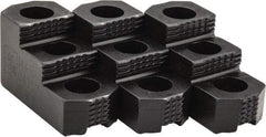 H & R Manufacturing - 8" Max Chuck Diam Compatibility, Case Hardened Steel 1.5mm x 60° Serrated Hard Lathe Top Jaws - 2 Steps, 0.551" Groove Width, 1-1/2" Wide x 3-1/2" Long x 1.969" High - Apex Tool & Supply