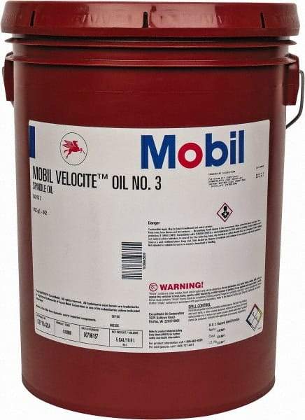 Mobil - 5 Gal Pail Mineral Spindle Oil - ISO 2, 2.1 cSt at 40°C & 0.95 cSt at 100°C - Apex Tool & Supply