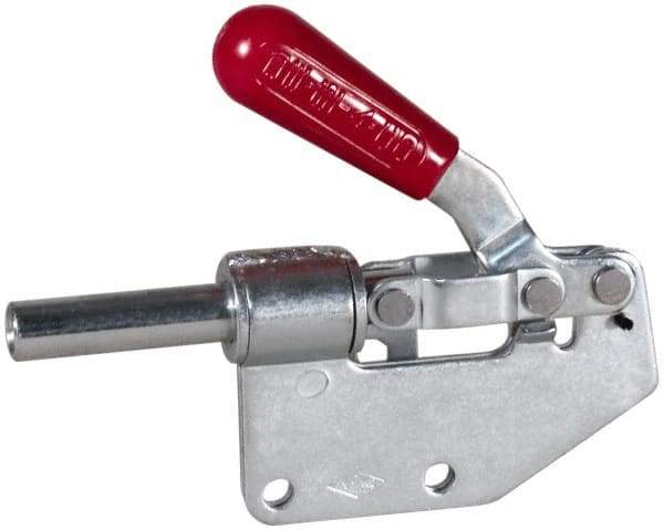 De-Sta-Co - 299 Lb Load Capacity, Straight Base, Carbon Steel, Standard Straight Line Action Clamp - 2 Mounting Holes, 0.27" Mounting Hole Diam, 0.44" Plunger Diam, Straight Handle - Apex Tool & Supply