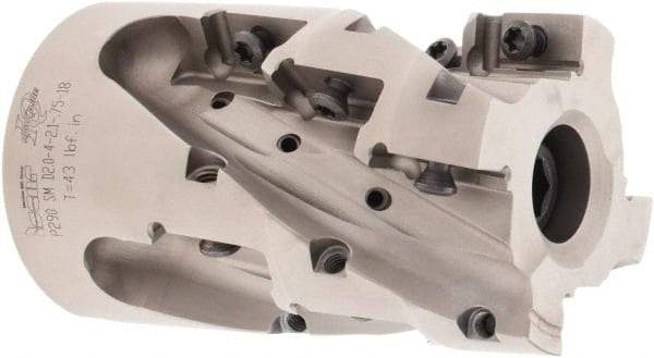 Iscar - 12 Inserts, 2" Cut Diam, 3/4" Arbor Diam, 2.1" Max Depth of Cut, Indexable Square-Shoulder Face Mill - 0° Lead Angle, 3.15" High, P290 AC.T 1806.. Insert Compatibility, Through Coolant, Series MillShred - Apex Tool & Supply