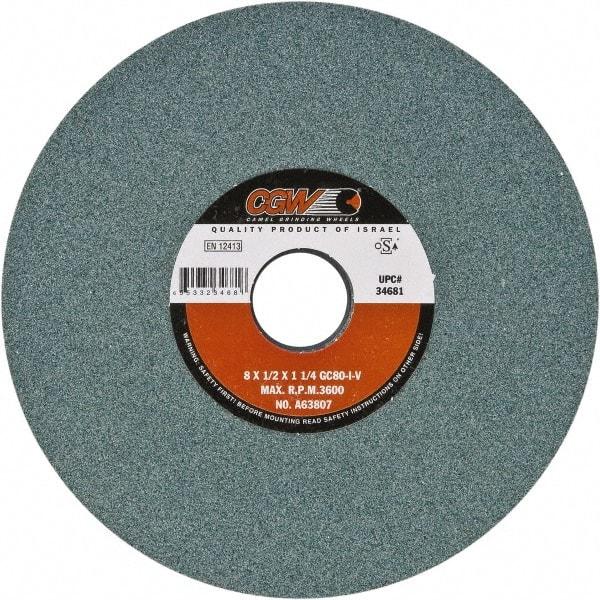 Camel Grinding Wheels - 8" Diam x 1-1/4" Hole x 1/4" Thick, I Hardness, 80 Grit Surface Grinding Wheel - Silicon Carbide, Type 1, Fine Grade, Vitrified Bond, No Recess - Apex Tool & Supply