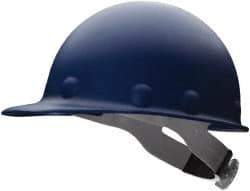 Fibre-Metal - ANSI Type I, Class G Rated, 8-Point, Ratchet Adjustment Hard Hat - Size 6-1/2 to 8, Blue, Standard Brim - Apex Tool & Supply