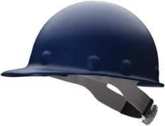 Fibre-Metal - ANSI Type I, Class G Rated, 8-Point, Ratchet Adjustment Hard Hat - Size 6-1/2 to 8, Blue, Standard Brim - Apex Tool & Supply