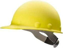 Fibre-Metal - ANSI Type I, Class G Rated, 8-Point, Ratchet Adjustment Hard Hat - Size 6-5/8 to 7-3/4, Yellow, Standard Brim - Apex Tool & Supply