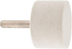 Value Collection - 1-1/2" Diam, 1/4" Shank Diam, Cylinder Shaped Mounted Bob - Hard Density, 1" Head Length, 2" Shank Length, Wool Felt - Apex Tool & Supply
