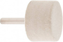 Value Collection - 1-1/2" Diam, 1/4" Shank Diam, Cylinder Shaped Mounted Bob - Medium Density, 1" Head Length, 2" Shank Length, Wool Felt - Apex Tool & Supply