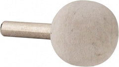 Value Collection - 1" Diam, 1/4" Shank Diam, Ball Shaped Mounted Bob - Hard Density, 1" Head Length, 2" Shank Length, Wool Felt - Apex Tool & Supply
