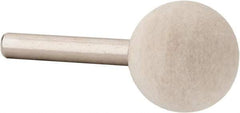 Value Collection - 1" Diam, 1/4" Shank Diam, Ball Shaped Mounted Bob - Medium Density, 1" Head Length, 2" Shank Length, Wool Felt - Apex Tool & Supply
