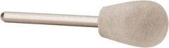 Value Collection - 1/2" Diam, 1/8" Shank Diam, Olive Shaped Mounted Bob - Hard Density, 3/4" Head Length, 2" Shank Length, Wool Felt - Apex Tool & Supply