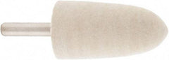 Value Collection - 1" Diam, 1/4" Shank Diam, Bullet Shaped Mounted Bob - Hard Density, 2" Head Length, 2" Shank Length, Wool Felt - Apex Tool & Supply