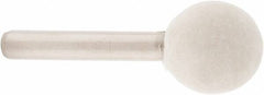 Value Collection - 3/4" Diam, 1/4" Shank Diam, Ball Shaped Mounted Bob - Rock Hard Density, 3/4" Head Length, 2" Shank Length, Wool Felt - Apex Tool & Supply
