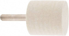 Value Collection - 1-1/4" Diam, 1/4" Shank Diam, Cylinder Shaped Mounted Bob - Hard Density, 1-1/4" Head Length, 2" Shank Length, Wool Felt - Apex Tool & Supply